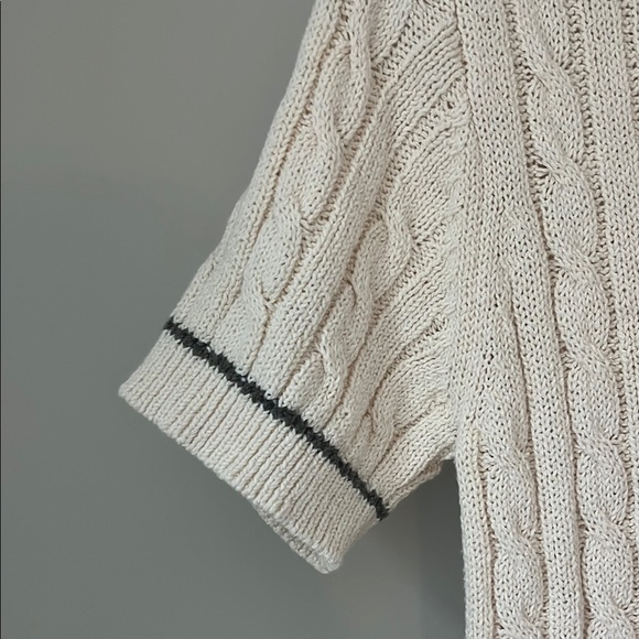 Cream Cable Knit Polo Top - Picture 3 of 4